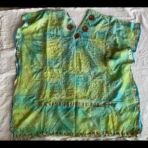 Mumbai Tunic.  Beautifully crafted. Blues, Greens and gold adornments.